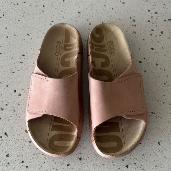 Ecco 2nd Cozmo Blush Pink Slide Sandals Nubuck Leather Casual Minimalist Size 37 - Picture 1 of 8